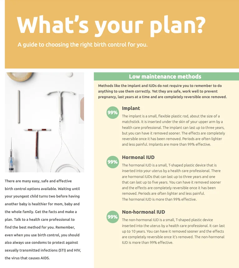 contraceptive options flyer